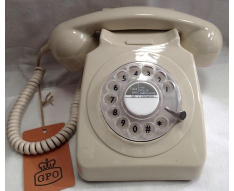 Ivory 1960/1970s style rotary telephone, compatible with modern telephone banking and any standard analogue landline, boxed. 