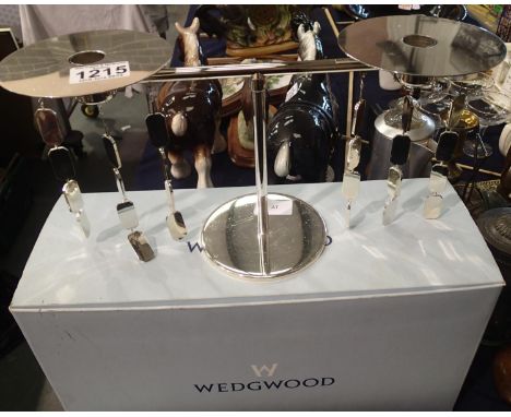 Unusual Wedgwood twin sconce chromed candle stand with original box, H: 15 cm. P&amp;P Group 2 (£18+VAT for the first lot and