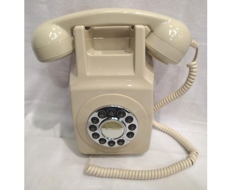 Ivory 1960/1970s style, wall mounted, push button telephone, compatible with modern telephone banking and any standard analog