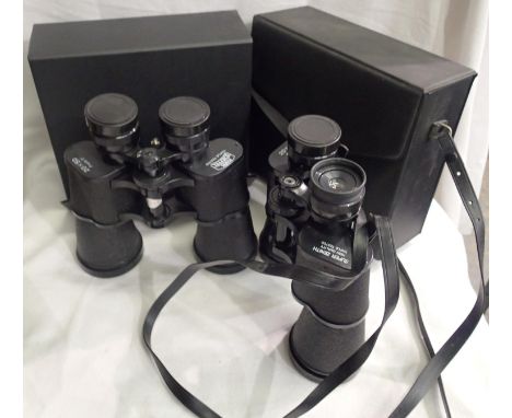 Two pairs of cased binoculars mark Scheffel 20 x 50 field binoculars and super zenith 20 x 50 field binoculars. P&amp;P Group