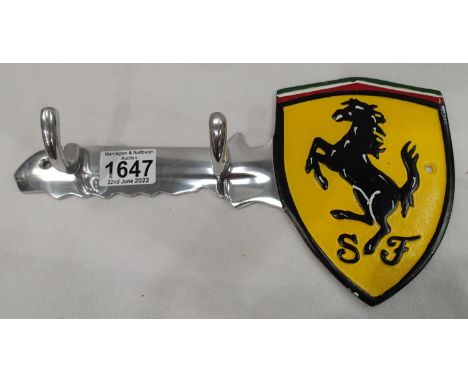 Aluminium Ferrari key holder, 30 x 16 cm. P&amp;P Group 2 (£18+VAT for the first lot and £3+VAT for subsequent lots) 