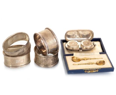 GEORGE V SILVER DOUBLE SOVEREIGN CASE, AARON LUFKIN DENNISON, BIRMINGHAM 1912 with hinged cover and suspension loop along wit
