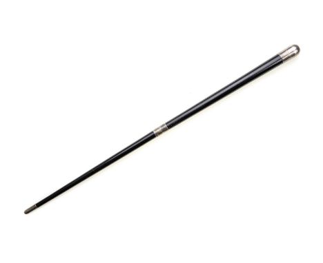 GEORGE V EBONY SILVER MOUNTED CONDUCTORS BATON, J. HOWELL & CO LTD, BIRMINGHAM 1930 with gaelic inscription "Comunn Gaidheala