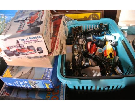 A selection of vintage model vehicles to include a Formula 1 battery powered racing car Texico-Marlborough, by Alps made in J