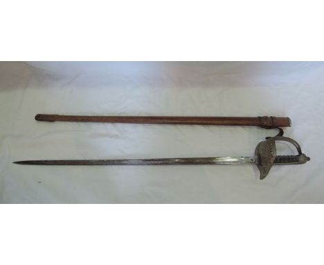 An 1897 pattern Infantry officers sword with George VI Cypher - with leather scabbard