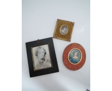A 19th century ebonised miniature portrait frame, and 2 other later portrait frames