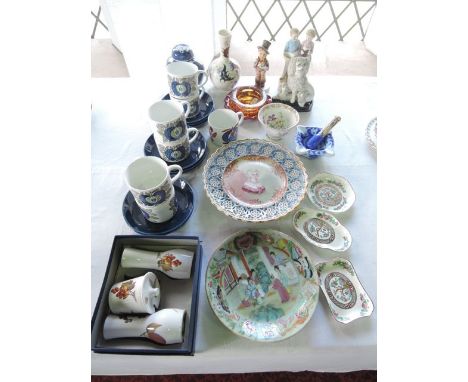 A quantity of 19th century/early 20th century and other ceramics including a 19th century Staffordshire group of a poodle and