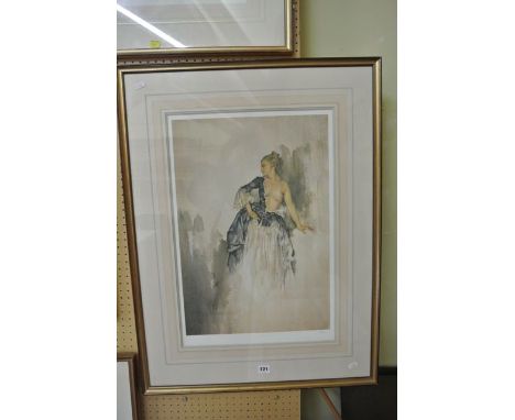 A coloured limited edition print after Sir William Russell Flint showing a standing female model - Ray, edition 466/850, 59 x