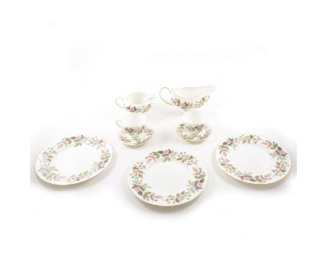 Extensive bone china table service, Hathaway Rose pattern, including dinner, tea and coffee wares, approximately 152 pieces.