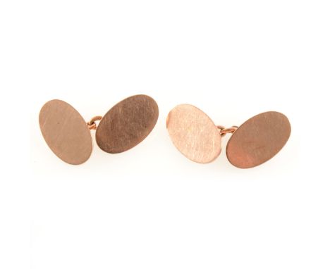 A pair of 9 carat rose gold chain link cufflinks, plain polished faces, total weight approximately 7.9gms.