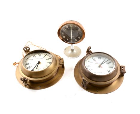 Gilt metal mantel clock case, Continental style combination clock and barometer, other clocks.