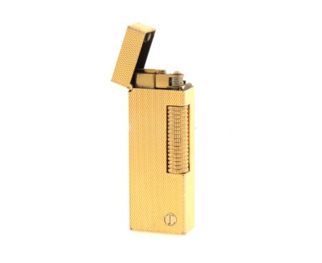 A Dunhill gold-plated cigarette lighter lighter, barley engine turned design.