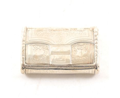 Silver snuff box designed as a purse, by J.W, Birmingham 1826, 7cm, 2oz.