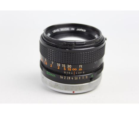 Canon FD 50mm F/1.4 S.S.C. Breech Lock Lens  Lens is MECHANICALLY WORKING Aperture blades are responsive Glass requires a str