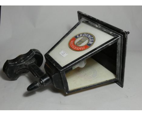 An Erdinger beer advertising lantern cast metal with wall bracket. 
