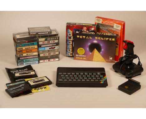 Boxed ZX Spectrum 48K Rubber Key Computer, power supply unit, tape recorder connecting lead, TV lead, programming manual, int