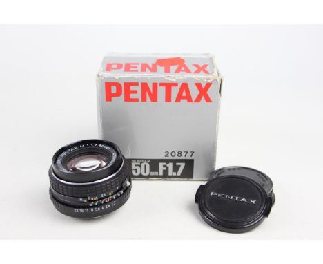 SMC Pentax-M 50mm F/1.7 Lens w/ Lens Caps &amp; Original Box  This lens is WORKING Aperture blades are responsive Glass is fr