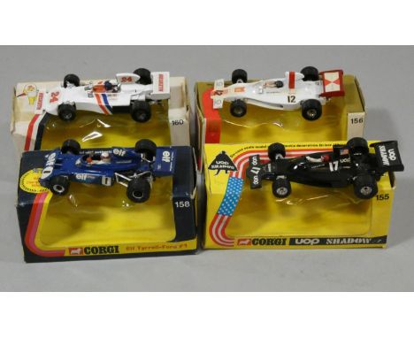 Four Corgi Formula 1 race cars, models 155, 156, 158 and 160, boxed (4). 