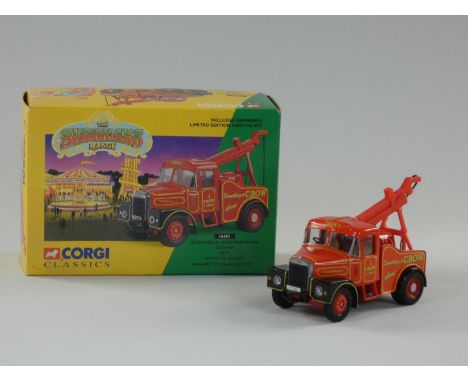 A boxed Corgi classics - The Showman's Range including, Scammell highwayman crane set (16101), Six fairground figures and Mor