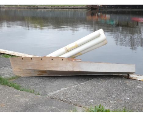 Scratch built model boat. 125 cm long, with drawings and construction plan. (incomplete) 