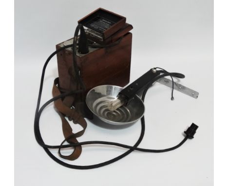 A Clive Courtenay flash light - together with mahogany cased battery pack