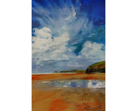 20th Century Cornish School Beach Scene, Low Tide Lithograph Framed and glazed  Picture size 46 x 30cm Overall size 71 x 55cm