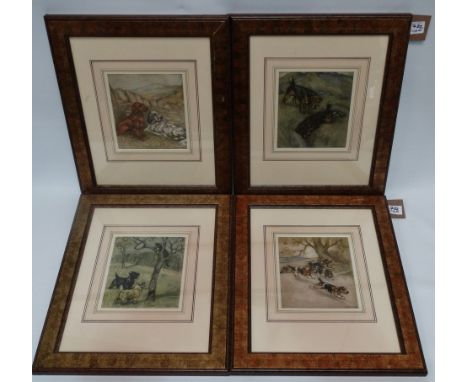 After GEORGE VERNON STOKES (1873-1954) Two Scotties Chasing A Cat Up A Tree Lithograph Framed and glazed Picture size 17 x 15