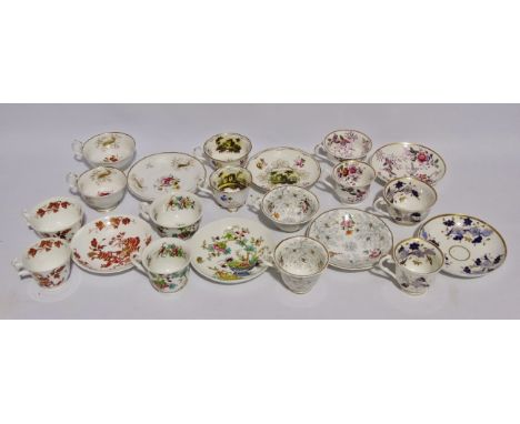 A Spode Felspar trio set - decorated with floral sprigs, together with six further trio sets.