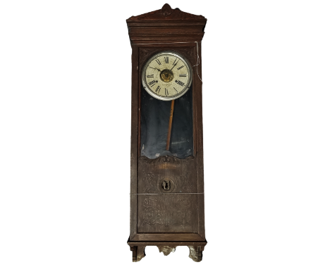A 19th century American made Bundy Time Recorder wall clock - with double-wind time-only spring-driven movement, possibly by 