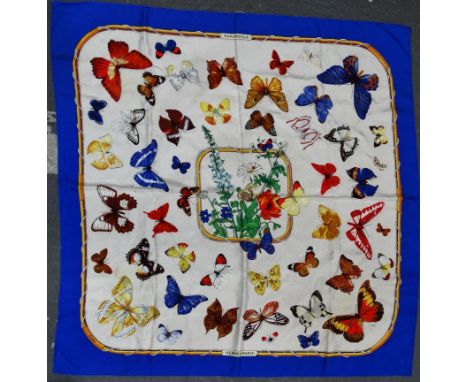A Hermes scarf - Farandole in blue colourway by Caty Latham 85cm x 85cm, in original retail box