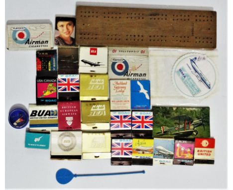 Aeronautical related matchbooks - including B.O.A.C., B.E.A., B.U.E., B.W.I.A. and others, together with two Airman cigarette