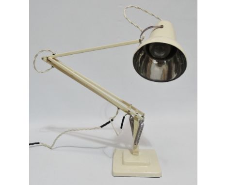 Herbert Terry anglepoise lamp - with cream painted finish and square stepped base.