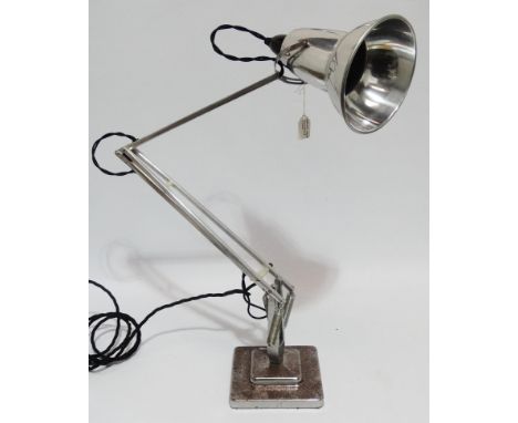 Herbert Terry anglepoise lamp - polished aluminium and square stepped base.