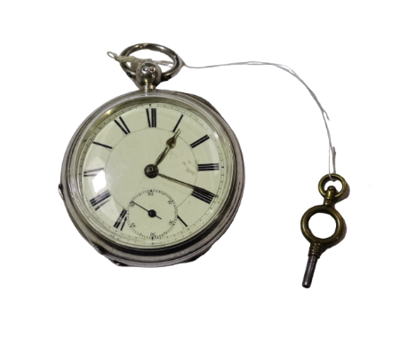 A silver cased pocket watch - Birmingham 1897, by Skarrett of Worcester, the white enamel dial set out in Roman numerals and 