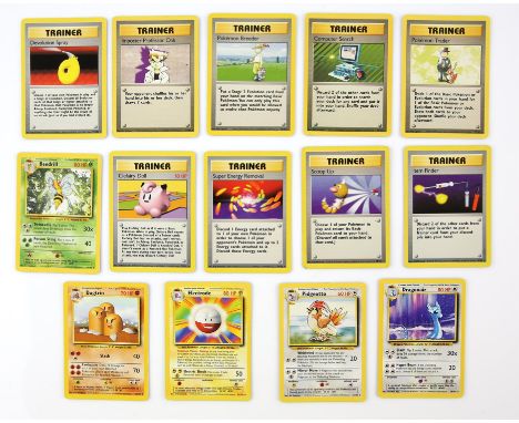Pokemon Base Set Rare/Non-Holo Bundle. 14 rare/non-holographic cards from the Base Set. Primarily the trainers from the expan