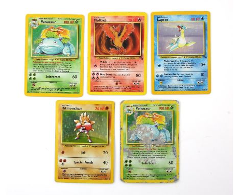 Pokemon TCG Base & Fossil Collection. This lot contains five cards from the Base Set and Fossil Expansion. Includes two Holo 
