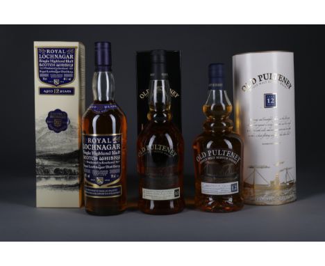 OLD PULTENEY AGED 12 YEARS (2) Single Malt Scotch Whisky 70cl, 40% volume, in tube and carton. ROYAL LOCHNAGAR AGED 12 YEARS 