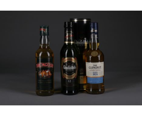 GLENFIDDICH AGED 12 YEARS - 35CL Single Malt Scotch Whisky 35cl, 40% volume, in tube. GLENLIVET FOUNDER'S RESERVE - 35CL Sing