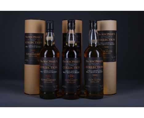 GLENTURRET 1990 MACPHAIL'S COLLECTION Single Malt Scotch Whisky Bottled 2002. 70cl, 40% volume, in tube. GLEN SCOTIA 1990 MAC