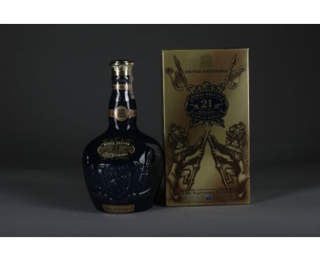 CHIVAS REGAL ROYAL SALUTE 21 YEARS OLD SAPPHIRE DECANTER Blended Scotch Whisky 70cl, 40% volume, in cloth sack and carton.