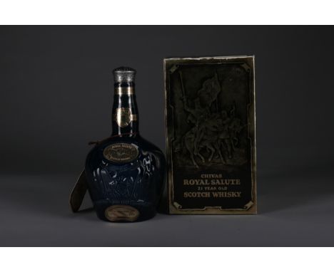 CHIVAS REGAL ROYAL SALUTE 21 YEARS OLD SAPPHIRE DECANTER Blended Scotch Whisky 75cl, 40% volume, in cloth sack and carton.