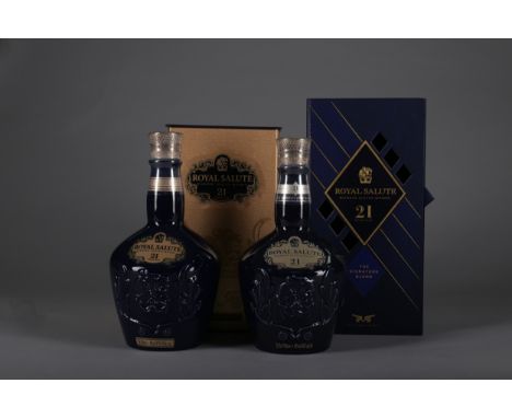 CHIVAS REGAL ROYAL SALUTE 21 YEARS OLD SAPPHIRE DECANTER (2) Blended Scotch Whisky 70cl, 40% volume, in carton. Two bottles.