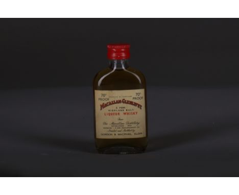 MACALLAN-GLENLIVET 70° PROOF MINIATURE Single Malt Scotch Whisky Miniature sized bottle, 70° proof.