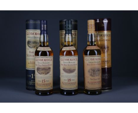 GLENMORANGIE AGED 18 YEARS Single Malt Scotch Whisky 70cl, 43% volume, in tube. GLENMORANGIE AGED 15 YEARS Single Malt Scotch