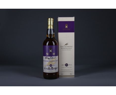 THE SCOTTISH PARLIAMENT AGED 14 YEARS Single Malt Scotch Whisky Signed 'Alex Salmond' and 'Nicola Sturgeon'. 70cl, 40% volume