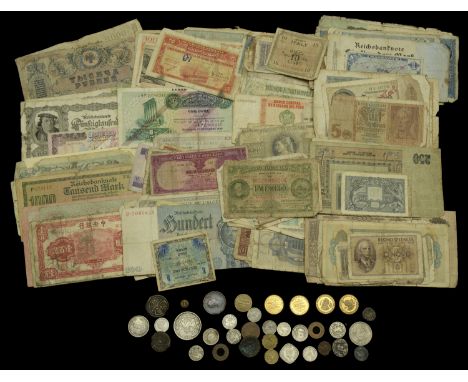A Miscellaneous Group of World Notes, including a Lebanon 1 Livre, 1939, two red line overprints, as well as slightly better 