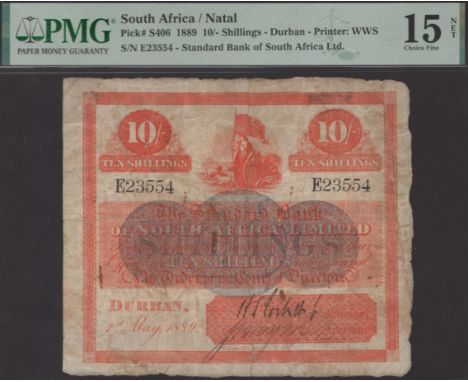 Standard Bank of South Africa Limited, 10 Shillings, 1 May 1889, serial number E23554, two manuscript signatures, officially 