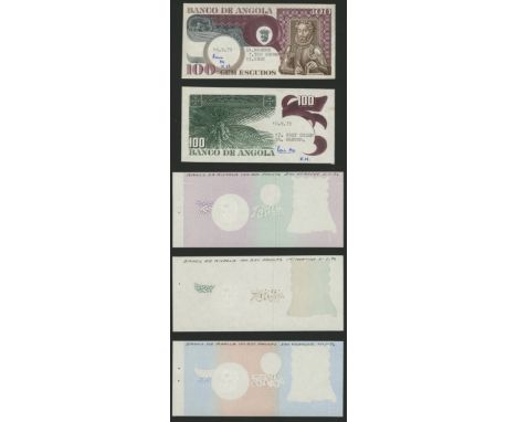 Banco de Angola, a complete set of stage proofs for 100 Escudos including obverse and reverse die proofs and various stages o