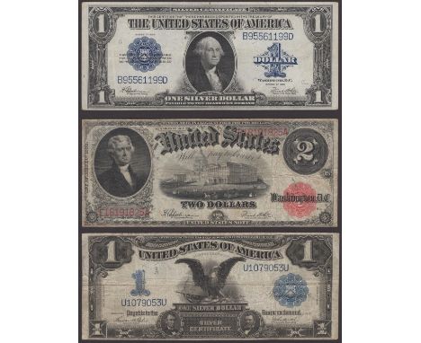 United States Silver Certificate, $1, 1899, serial number U1079053U, Teehee and Burke signatures, $1, 1923, serial number B95