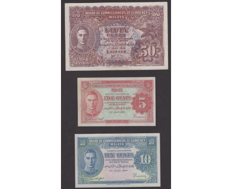 Board of Commissioners of Currency Malaya, 1, 5, 10, 20 and 50 Cents, 1 July 1941, last with serial number A/25 359059, first